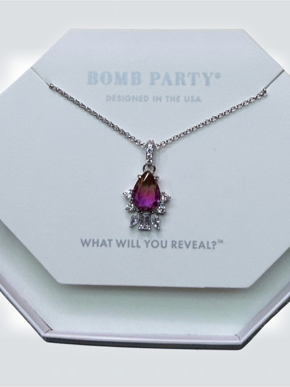 Bomb Party Sterling Club Purple Green Tourmaline Sterling Silver Necklace RBP370